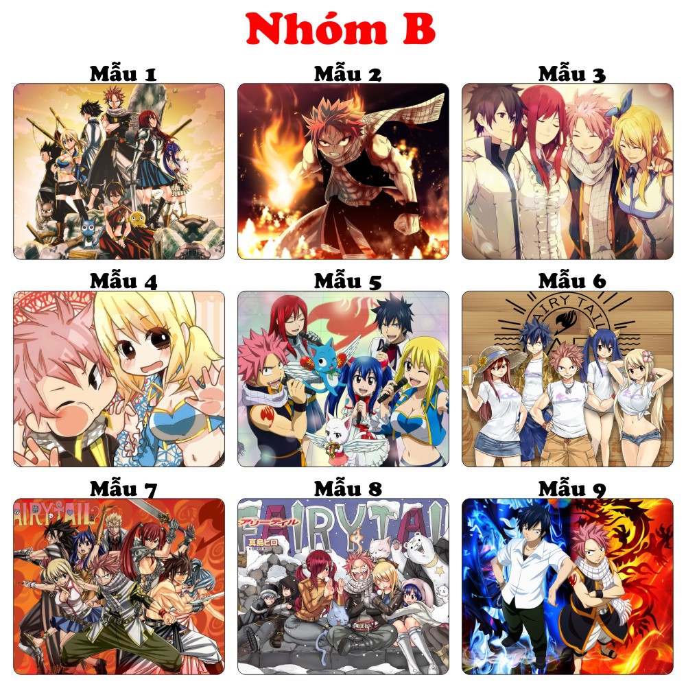 &lt;18 mẫu&gt; Lót chuột máy tính Anime Dr Stone, Fairy Tail cỡ bàn di chuột lớn 20x24cm chất liệu mouse pad cao su