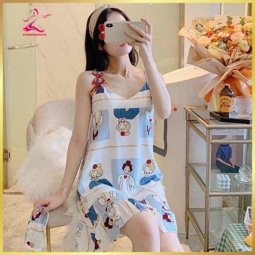 Váy Ngủ, Đầm Mặc Nhà  Hai Dây Chân Xép Li Tặng Kèm Bịt Mắt. | BigBuy360 - bigbuy360.vn