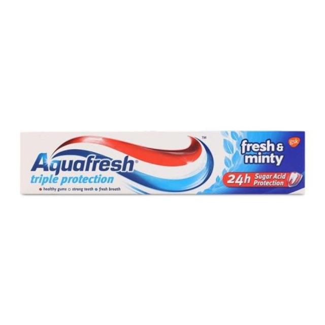 Kem Đánh Răng Bạc Hà Bảo Vệ Răng Khỏi Axit Suốt 24 Giờ Aquafresh Triple Protection Fresh&amp;Minty 100ml (DKSH, made in: Anh