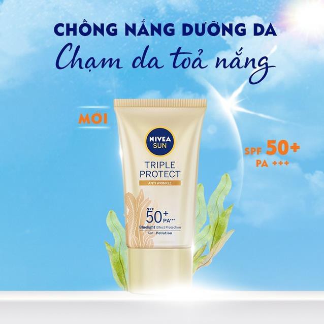 Kem Chống Nắng Dưỡng Da Chống Lão Hóa NIVEA SUN Triple Protect Anti Wrinkle SPF50+ PA+++ 40ML - 85546