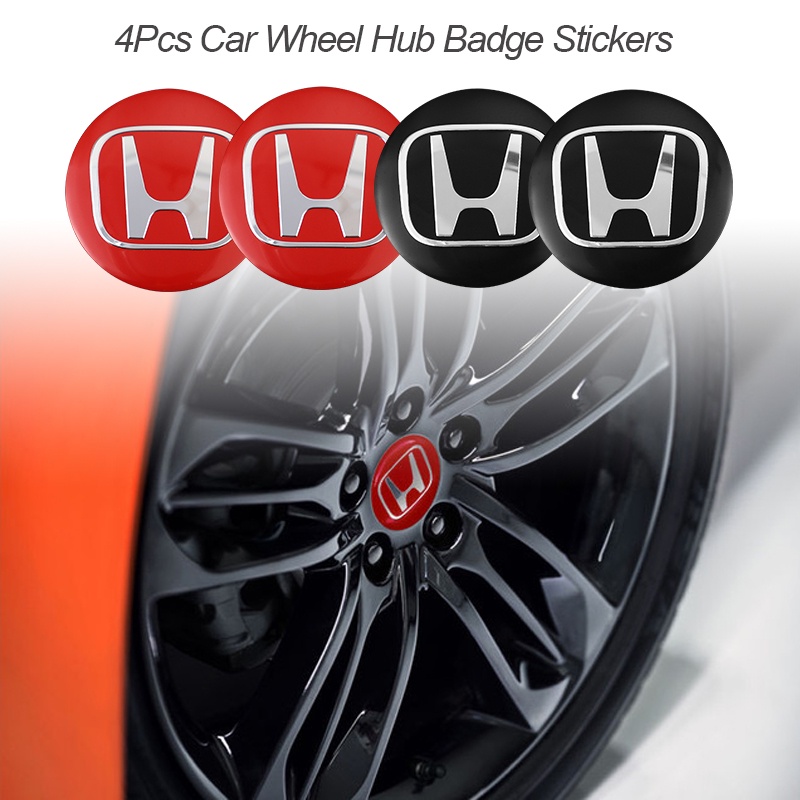 Set 4 Miếng Dán 56mm Trang Trí Trục Bánh Xe Hơi Honda City Civic Brio Accord BRV CRV HRV Jazz