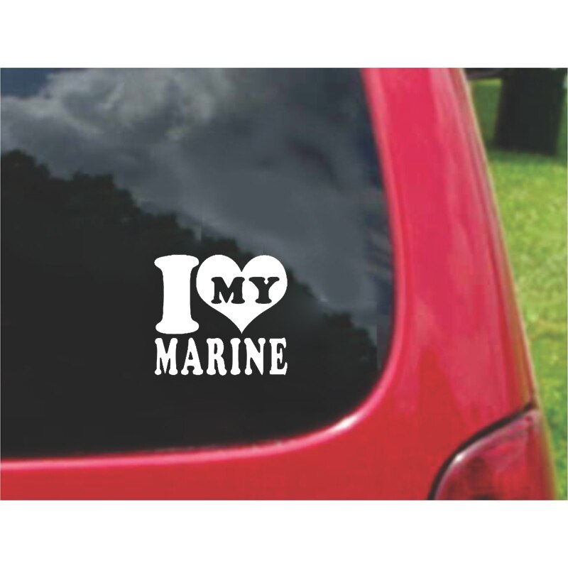 Miếng sticker &quot;I Love My Marine&quot; dán trang trí ô tô chống thấm kích thước 13.4cm x 12cm