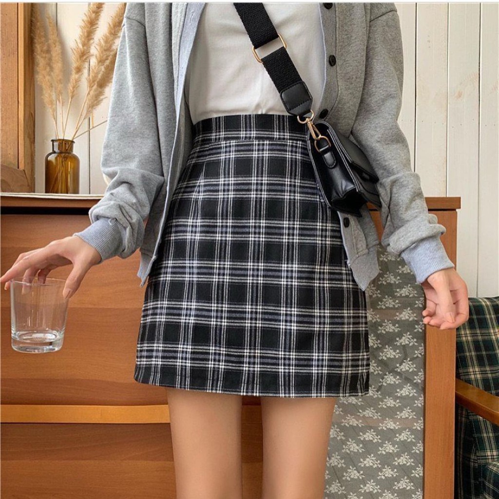chân Váy chữ A  bigsize kẻ caro basic mix quanh năm áo thun áo kiểu đều xinh nha 🍬🍬 | BigBuy360 - bigbuy360.vn