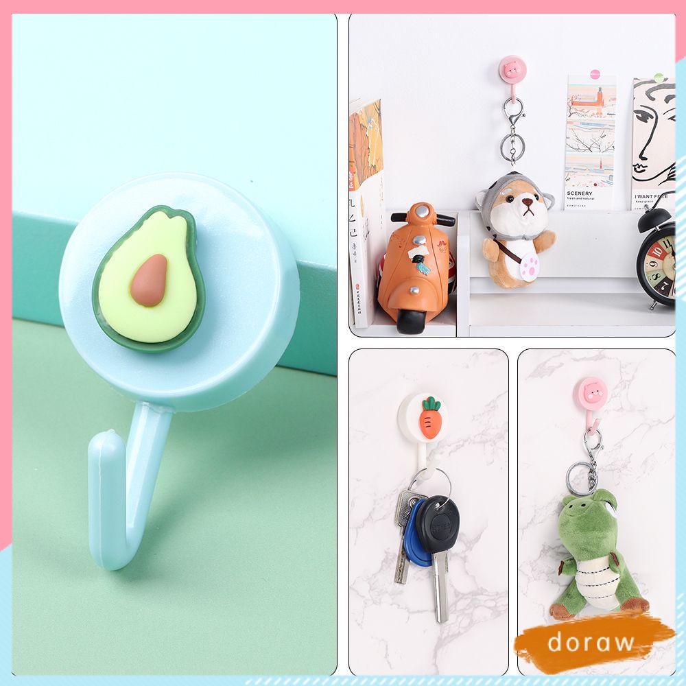 Móc treo đồ gắn tường bằng nhựa màu trơn không cần khoan lỗ trang trí nhà cửa/ phòng tắm