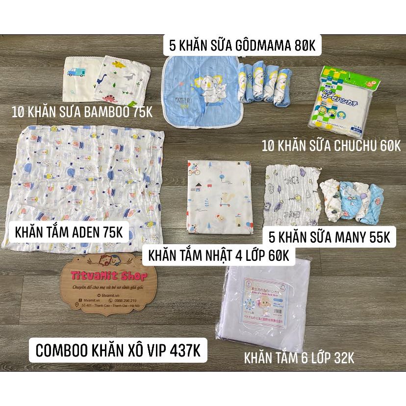 [CAO CẤP] Combo khăn tắm khăn mặt cho bé, set khăn sữa, khăn xô tắm cho bé sơ sinh