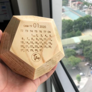 [GIẢM 50%] Lịch gỗ Âm dương 2020 - Lịch gỗ đa giác để bàn chất liệu gỗ thông - Lục giác 12 Mặt Tết Canh Tý