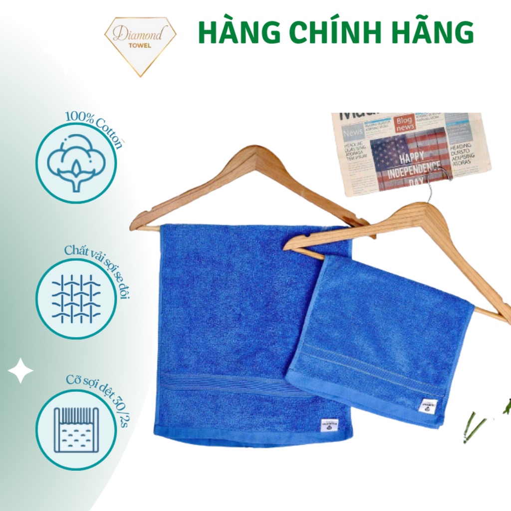 Khăn Mặt Màu Xanh Coban - Mã D04 Sợi Bông Cotton Dày Thấm Hút Tốt 35x50cm