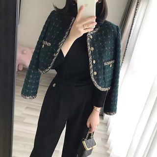 áo dạ tweed xanh rêu có ảnh thật