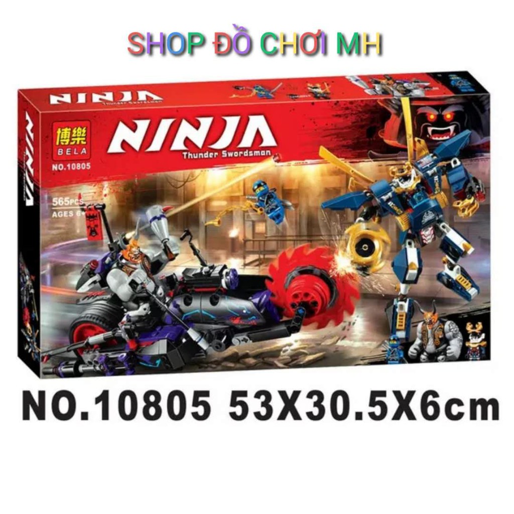 đồ chơi lego xếp hình lắp ráp bela ninja 10805-Đấu sĩ X đại chiến xe máy cưa