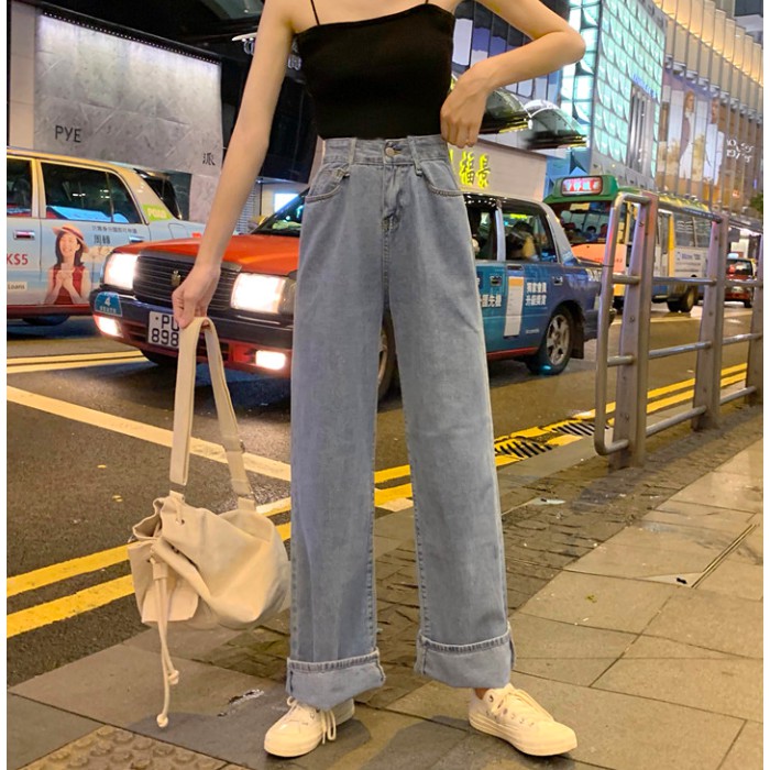 Quần jeans ống rộng dáng suông hot trend 2020 style Hàn Quốc BLACKPINK (Đăng kèm ảnh thật)