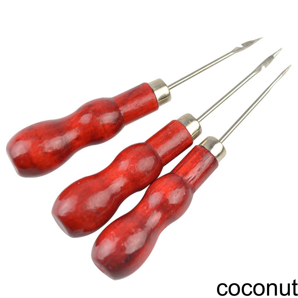 [Coco] Gourd-shaped Wooden Handle Hooked Straight Awl Home Manual Shoes Making Drill Sole Fixing Tools