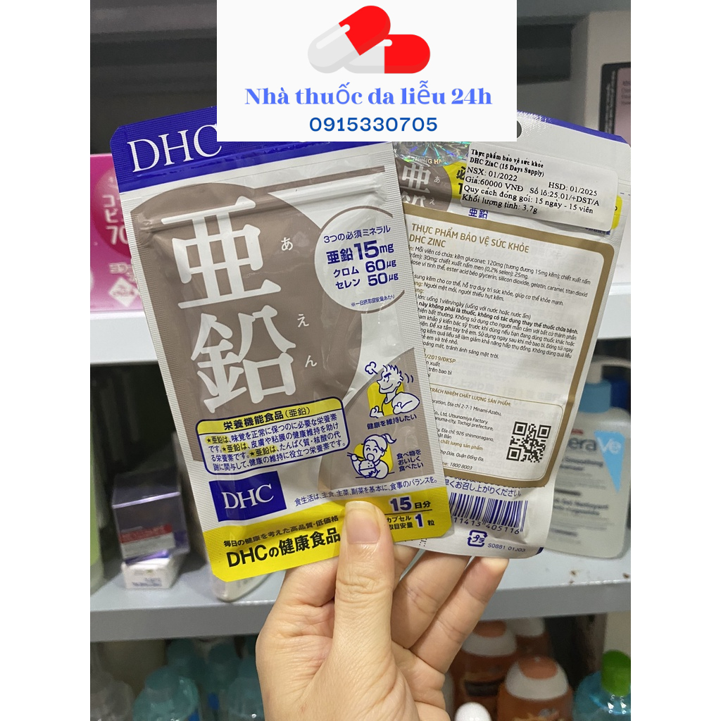 Viên uống bổ sung Kẽm DHC Zinc 15 viên/15 ngày và 30 viên/30 ngày - Hàng chính hãng - Nhà Thuốc Da Liễu 24h