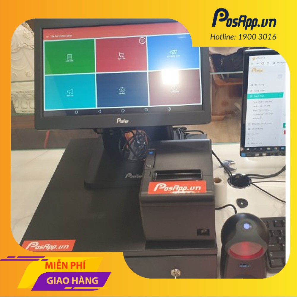 Máy Pos bán hàng - máy Pos tính tiền màn hình cảm ứng 15,6 inch PosApp D3 + 6 tháng phần mềm quản lý bán hàng PosApp