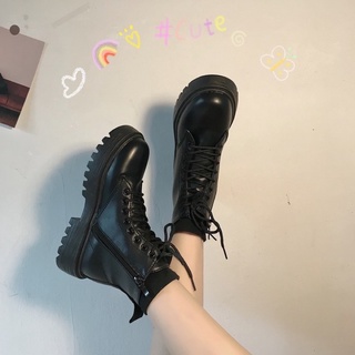 SẴN 39 Giày boots đế bự buộc dây fullbox tặng kèm tất