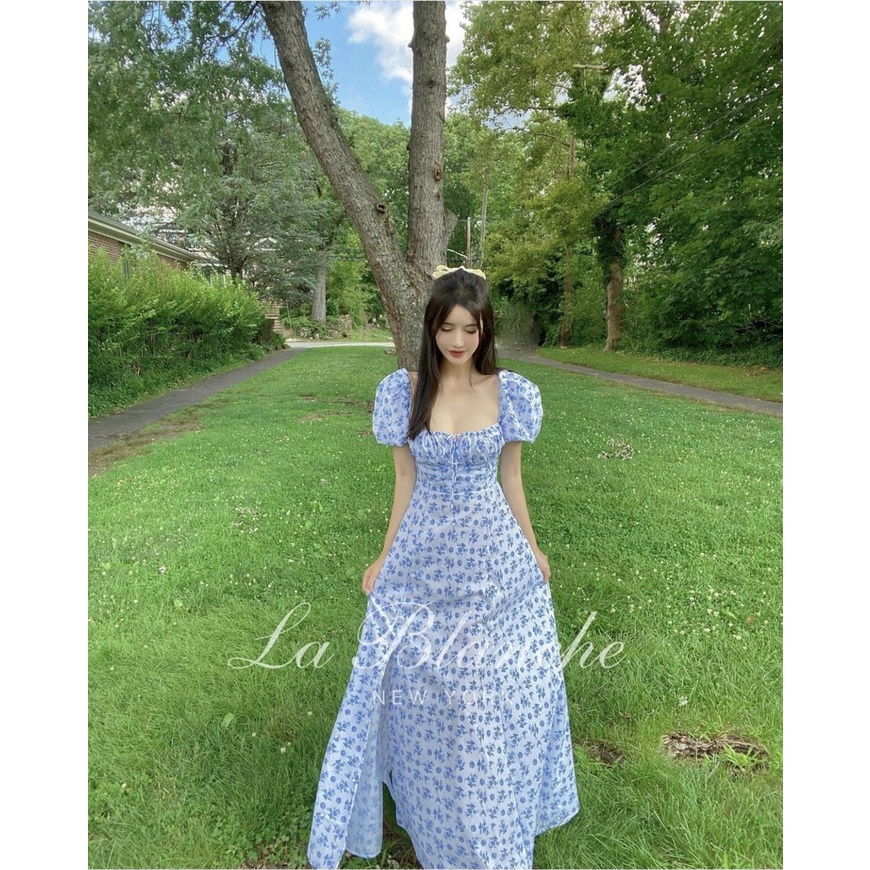 Đầm midi hoa bẹt vai đi biển, đi núi siêu đẹp - Rossy Fashion