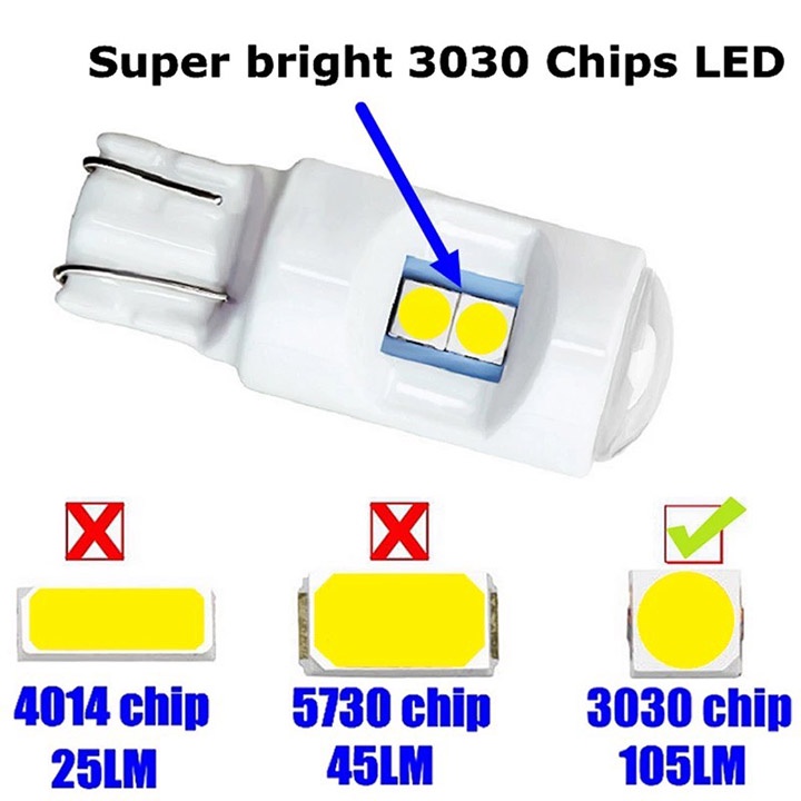 Đèn Led Đúc Sứ 6 Tim Chân T10 Gắn Demi Xi Nhan [ Giá 1 Chiếc ]