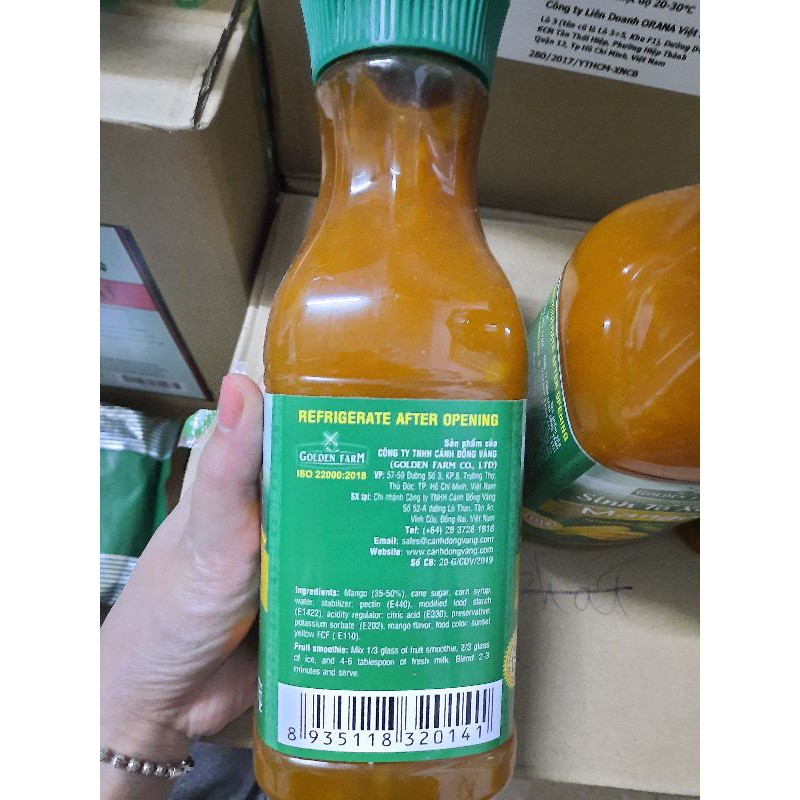 Sinh tố Xoài Golden Farm chai 1 lít