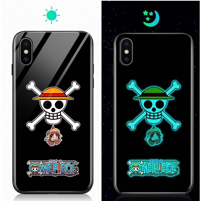 Ốp Điện Thoại Kính Cường Lực Dạ Quang In Hình Nhân Vật Anime One Piece Cho Xiaomi Redmi Note 9S Note 9 Pro Max Note 9 Note 9T