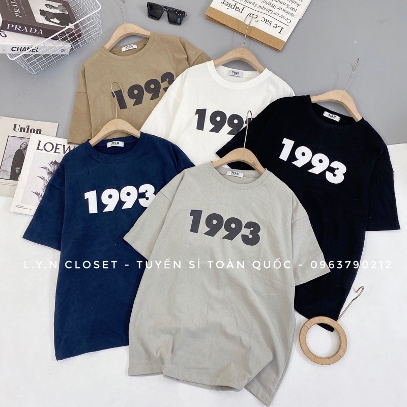 Áo thun 3158 in số 1993 chất dày dáng unisex hàng Quảng Châu Lyn Closet A95L