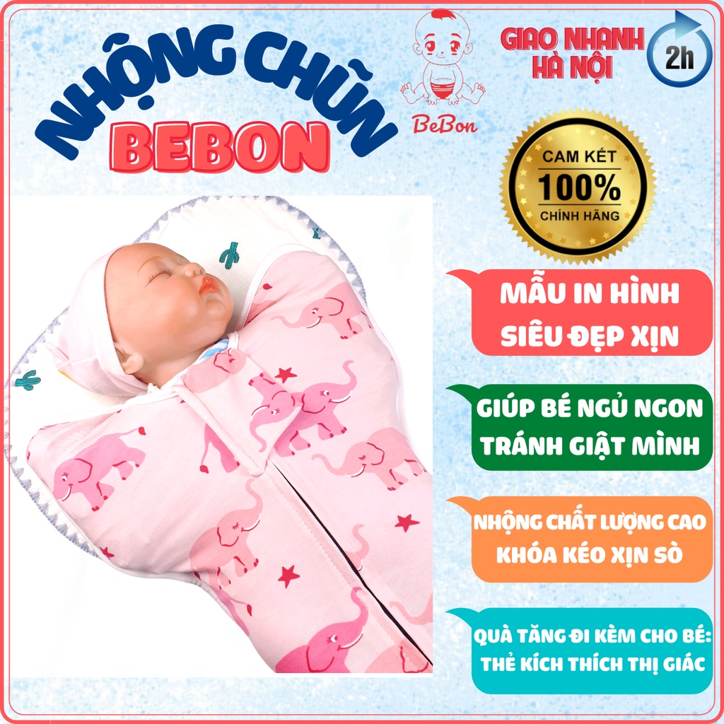 Nhộng Chũn , Quấn Chũn Sơ Sinh Bebon Giúp Con Ngủ Ngon Sâu Giấc- [ Sản Phẩm Chũn  Có hộp và hướng dẫn đi kèm ]