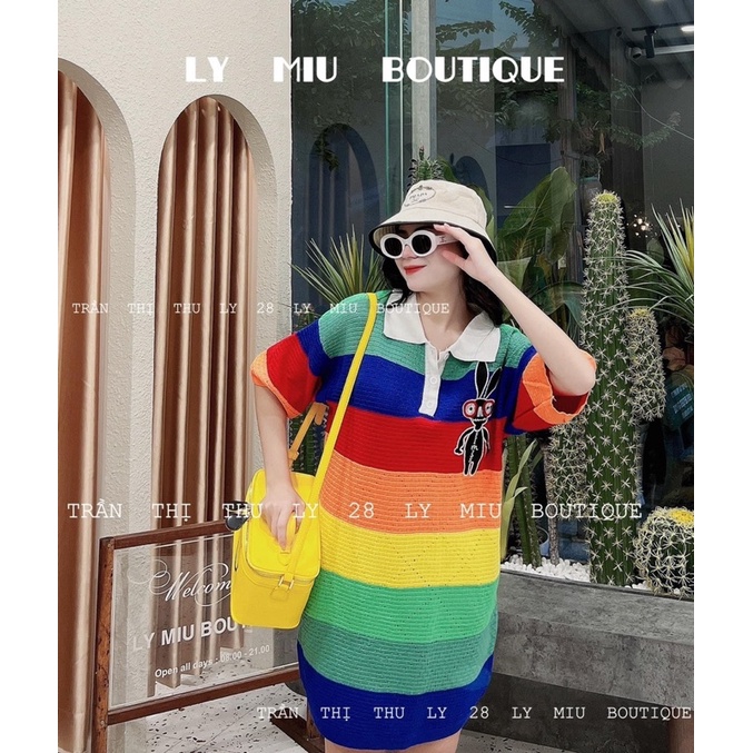 VÁY LEN KẺ MÀU SẮC DÁNG XUÔNG MS16288