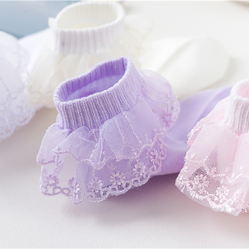 Vớ cotton phối ren dễ thương dành cho bé gái