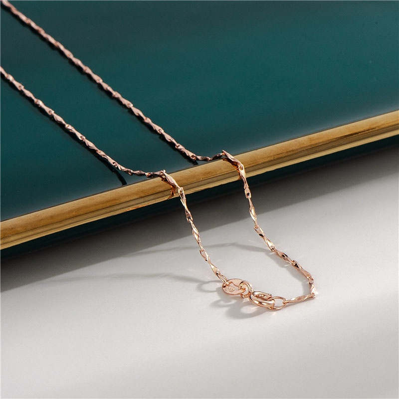 Vòng cổ Mạ Vàng Hồng 18K 100% Thật 925 Mạ Vàng Hồng 40-45cm Phong Cách Hàn Quốc Đơn Giản Cho Nữ 18K