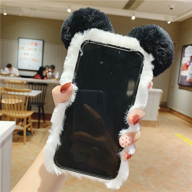 Ốp Điện Thoại TPU Dẻo Bọc Thú Bông Thỏ Giữ Ấm Đáng Yêu Cho iphone 11 12 13 14 Pro Max XR X Xs Max 7 8 6 6s Plus