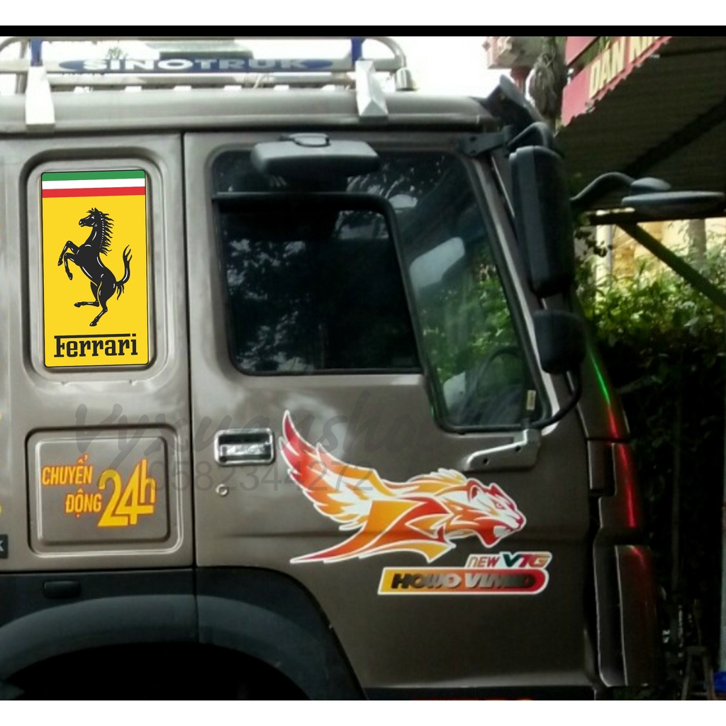(ảnh thật /1 đôi 2 bên )Decan Tem chữ TRUCK dán xe tải, hình dán Ferrari trang trí cabin xe tải, bền đẹp chịu mưa nắng