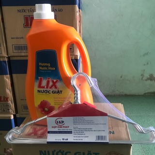 Nước giặt Lix 3.8kg hương nước hoa . Tặng kèm 1bộ  móc phơi quần áo ( 10cái)