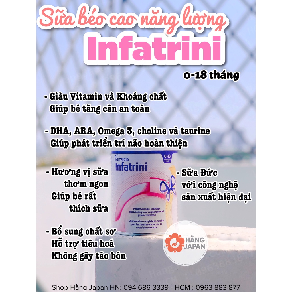 Sữa bột Nutricia infatrini 400gr cho bé - Sữa béo giúp tăng cân cho bé 0-18 tháng