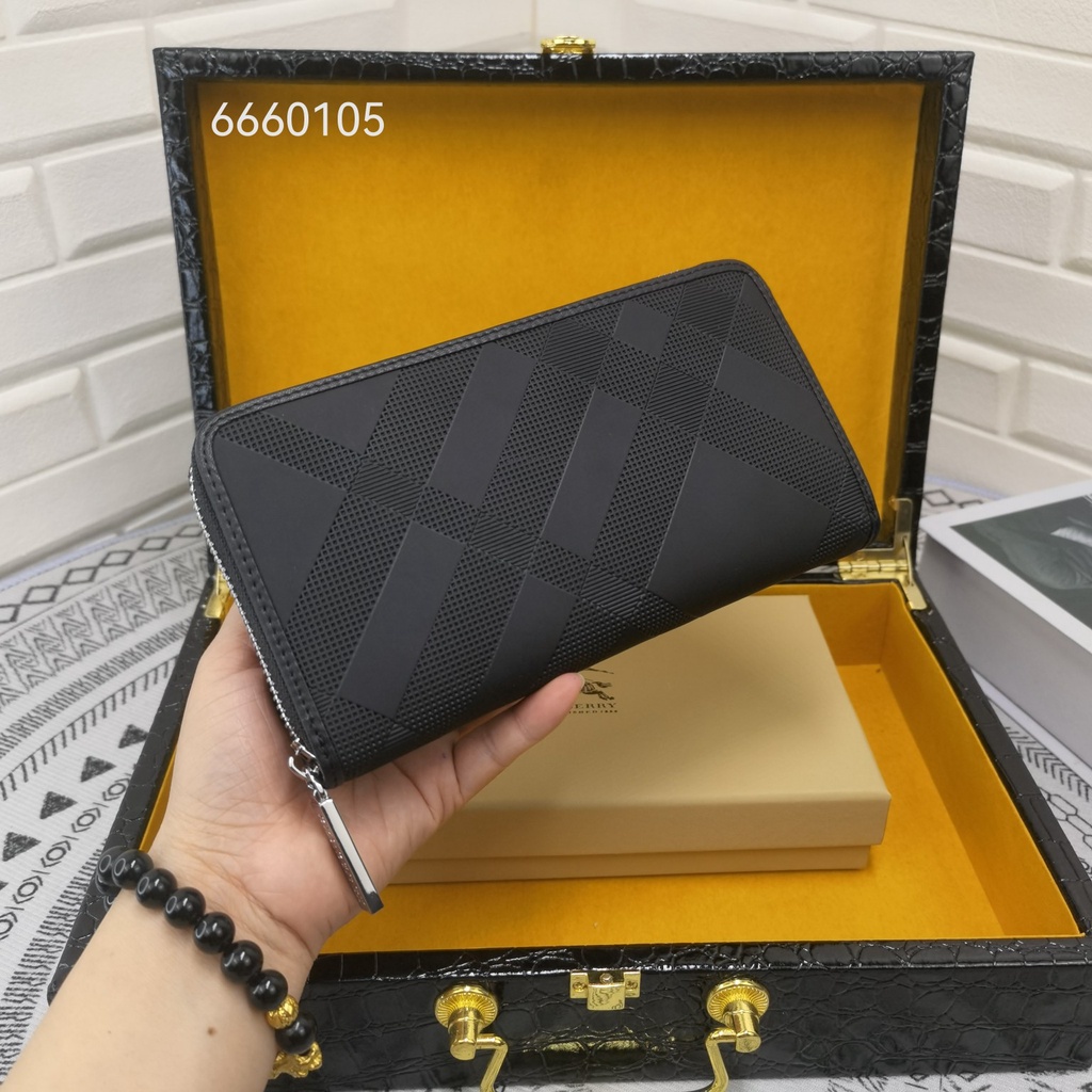 Ví Da Burberry Dáng Dài Có Dây Kéo Cho Nam