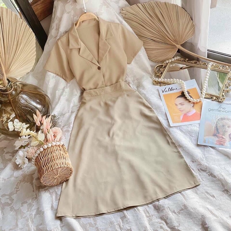 SET ÁO VEST +CHÂN VÁY MIDI