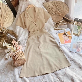 SET ÁO VEST +CHÂN VÁY MIDI (KÈM ẢNH THẬT SHOP CHỤP)