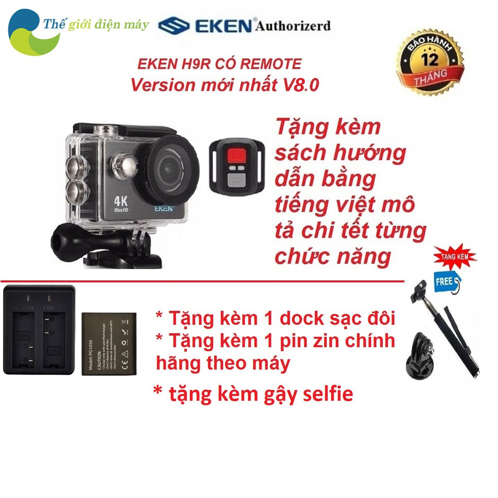 Camera hành trình EKEN H9R version 8.0, 20 MP 4K 30 FPS