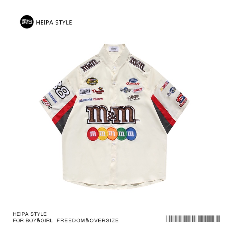 Áo Sơ Mi Nam Tay Ngắn Có Cổ Họa Tiết Thêu Thời Trang Cá Tính