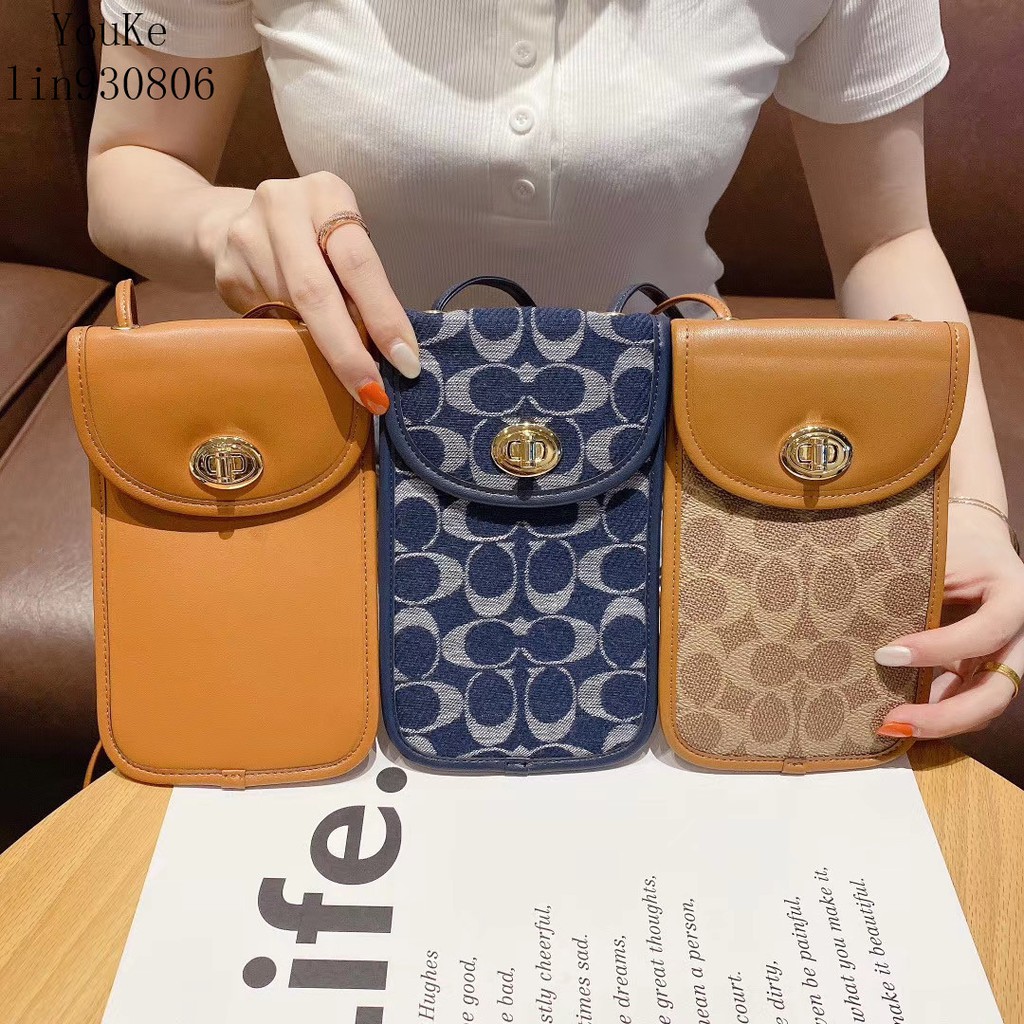 Coach Túi Da Mini Đeo Chéo Đựng Điện Thoại Sang Trọng Cho Apple Samsung Huawei OPPO 6.1 Inch