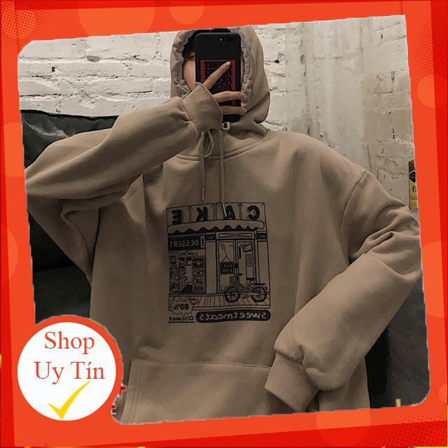 Áo hoodie ullzang nữ form rộng trơn màu đen xám nâu chất nỉ đẹp order quảng châu BST áo thu đông unisex ullzang 2020 -Hà