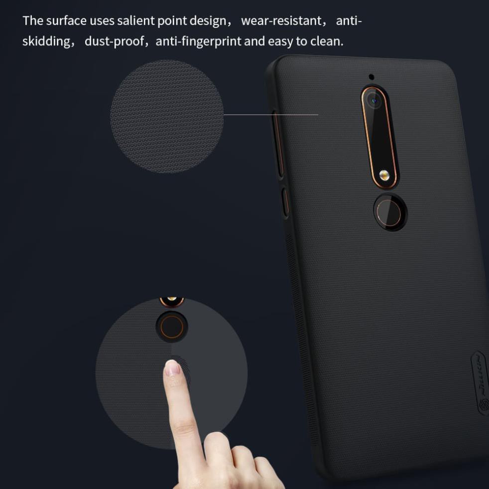 Ốp Lưng Sần chống sốc cho Nokia 6 2018 hiệu Nillkin (kèm giá đỡ hoặc miếng dán từ tính) - Hàng Chính hãng