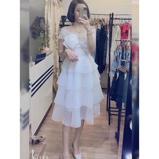 V07 váy đầm trắng xoè dự tiệc, dạ hội kỷ yếu prom,đầm thiết kế dự tiệc cưới