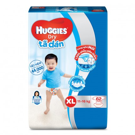 Tã dán/Quần Huggies Dry size M74/L68/XL62/XXL56