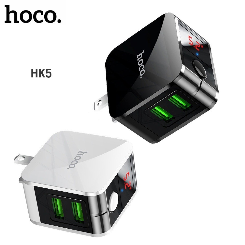 Củ sạc nhanh 💖 CHÍNH HÃNG 💖Củ sạc nhanh iphone, ipad Hoco HK5 Tự Ngắt Thông Minh Khi Đầy Pin ✔2 Cổng USB 2.4A đèn led