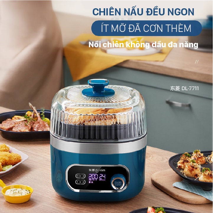 Nồi chiên không dầu đa năng Donlim DL7711, Dung tích 2.5 Lít, công suất 1000W, Bảo Hành 12 Tháng