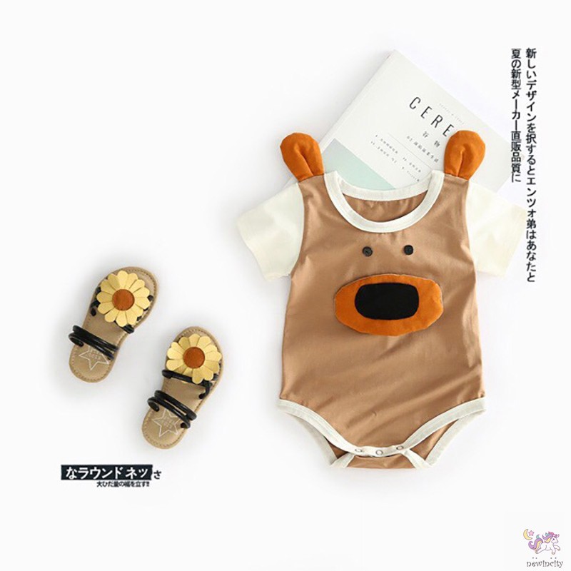 Jumpsuit Tay Ngắn Hoạ Tiết Hoạt Hình Phong Cách Hàn Quốc Cho Bé