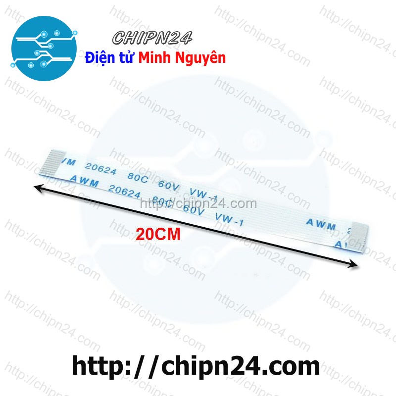 [1 SỢI] Cáp FPC/FFC 12P 0.5MM 20CM cùng chiều (Cáp AWM 20624 80C 60V VW-1)