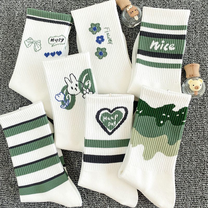 Vớ Dài Trung Bình Màu Trắng Thời Trang Cho Nữ Sinh