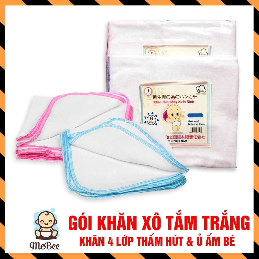 Khăn xô tắm trắng 4,6 lớp siêu mềm siêu thấm, hàng xuất Nhật