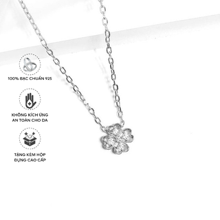 Dây Chuyền Bạc Blue Peach Four Leaf DC003