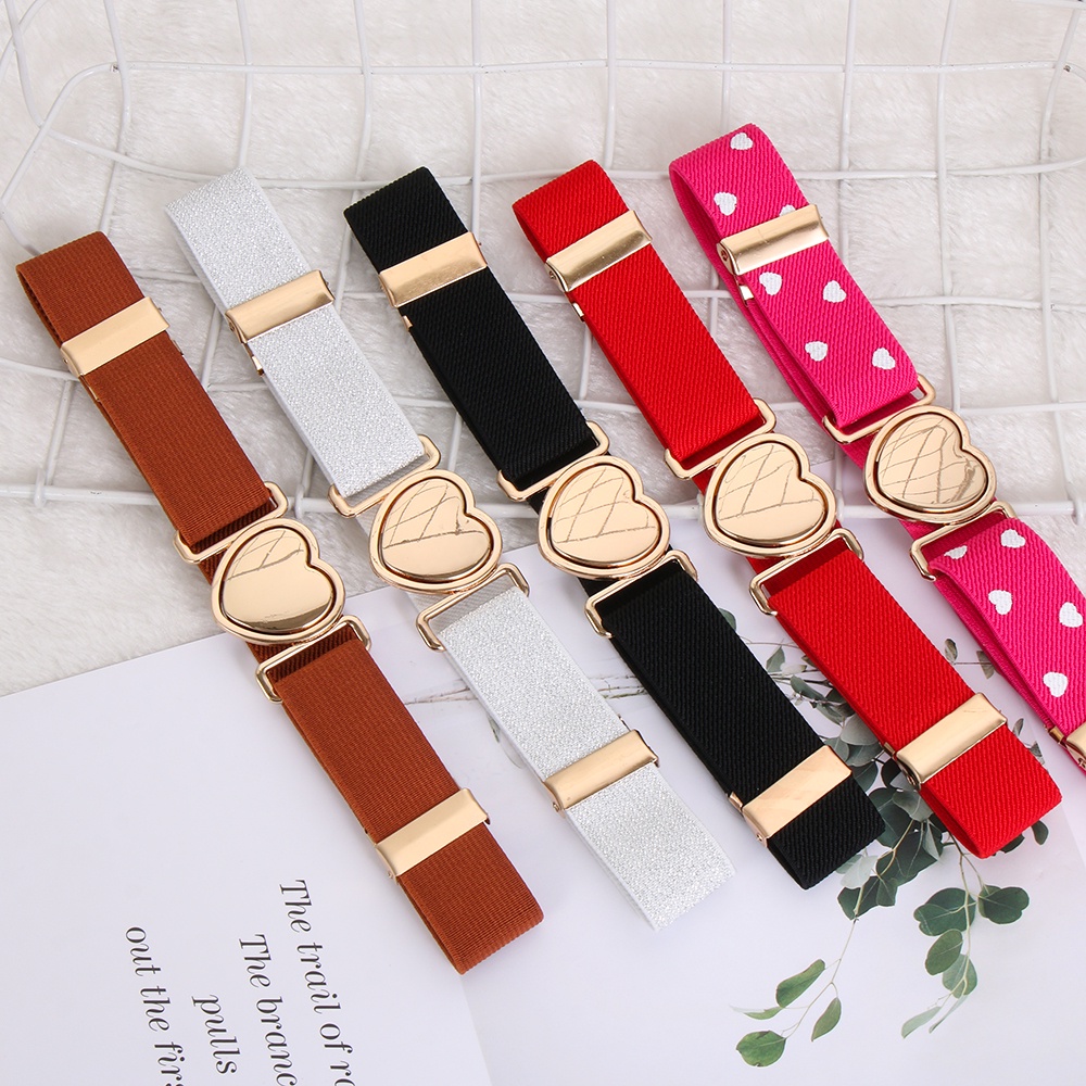 CLEVER Fashion Waist Belt Teen Dresses Elastic Belts Heart Belt Elastic Stretch Adjustable Kids Girls