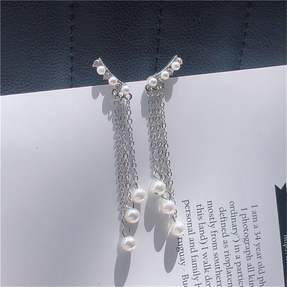 Khuyên tai nữ dài đính ngọc thời trang